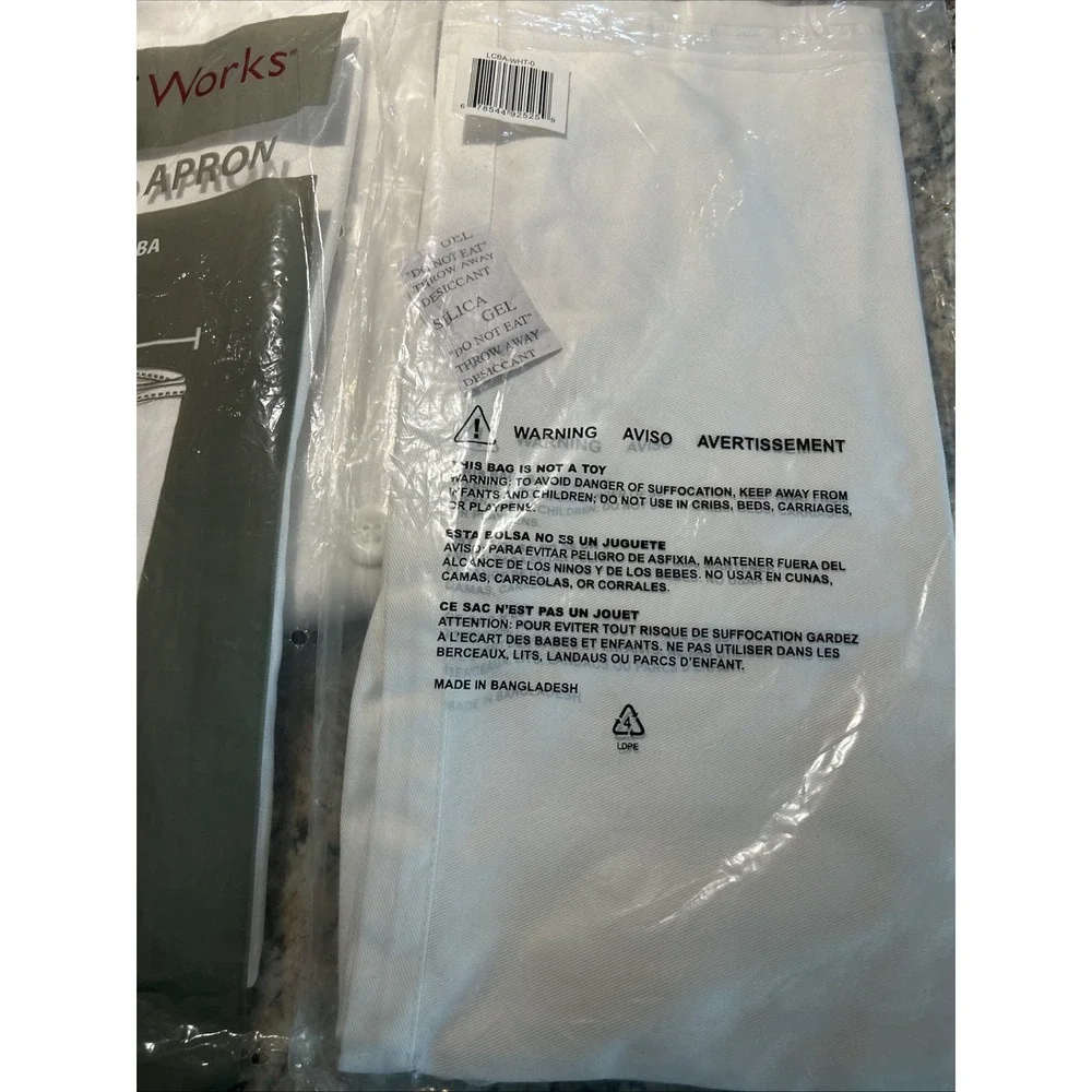 Tapered‎ Aprons Set Of 2 White Chef Works LCBA Polycotton Reversible Durable NWT
